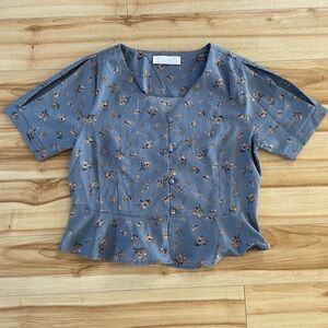Oak and Fort Floral Cropped Blouse